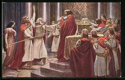 Künstler-AK Parsival bei der Heilung des Königs Amfortas