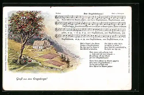 Künstler-AK Dar Vuglbärbaam - Baum mit Landschaftsblick