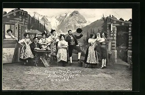 AK Gesang und Tanz Ensemble Andreas Hofer vor Alpenkulisse
