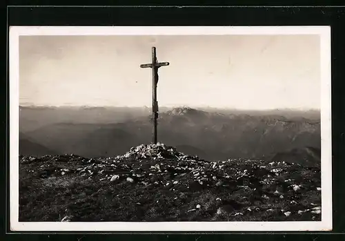 AK Gipfelkreuz am Ötscher bei diesigem Wetter