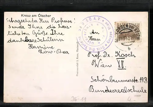 AK Gipfelkreuz am Ötscher bei diesigem Wetter