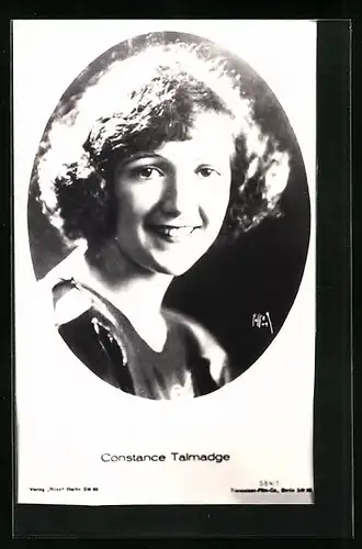 AK Schauspielerin Constance Talmadge mit offenherzigem Lächeln