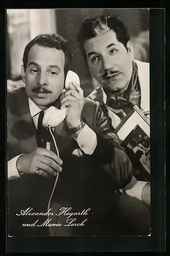 AK Schauspieler Alexander Hegarth und Mario Lerch in einer Filmrolle mit Telefon