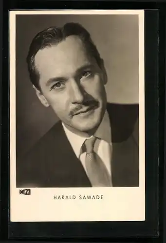 AK Schauspieler Harald Sawade mit Schnurrbart und Anzug