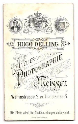 Fotografie Hugo Delling, Meissen, Thalstrasse 5, gutbürgerlicher Herr mit gezwirbeltem Schnurrbart