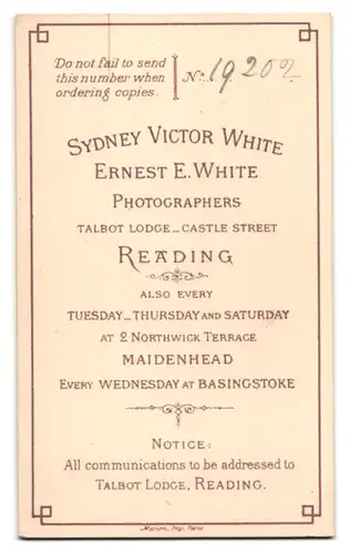 Fotografie Ernest E. White, Reading, Castle Street, junge hübsche Dame steht in edlem Gewand hinter einem Stuhl