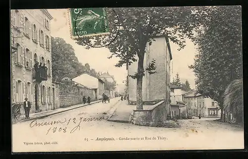 AK Amplepuis, Gendarmerie et Rue de Thizy
