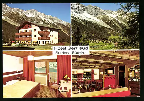 AK Sulden, Ortsansicht, Hotel Gertraud - Gebäude, Innenansichten