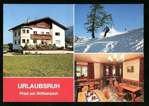 AK Prad am Stifserjoch, Garni Urlaubsruh, Skifahrer