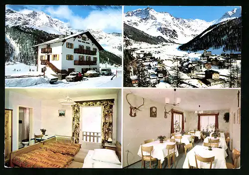 AK Sulden, Ortsansicht, Pension Villa Alpenrose im Winter