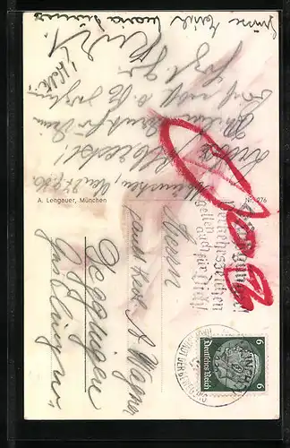 AK München, Münchner Kindl mit einem Bierkrug