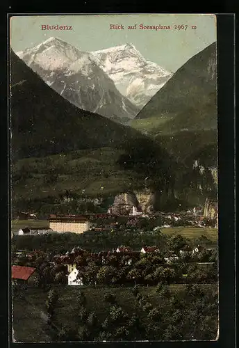AK Bludenz, Blick auf Ort und Scesaplana