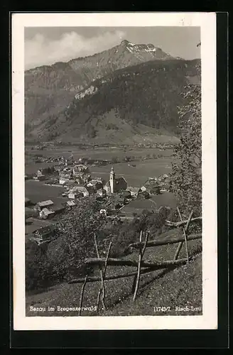 AK Bezau im Bregenzerwald, Panoramablick vom Berg gesehen