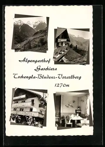 AK Tschengla-Bludenz, Alpengasthof Gaschiera, Panorama