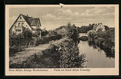 AK Neue Mühle / Königs Wusterhausen, Partie am Kanal, Klein Venedig