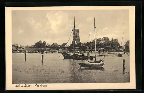 AK Wiek / Rügen, am Hafen