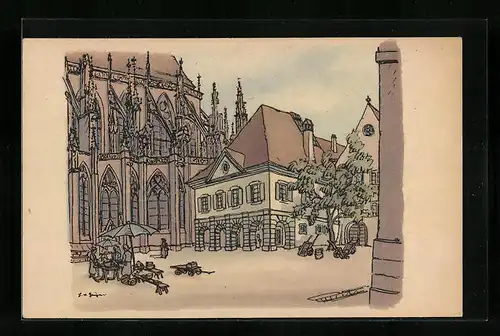 Künstler-AK Freiburg i. Br., Stadtwache