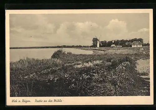 AK Wiek / Rügen, Partie an der Mühle
