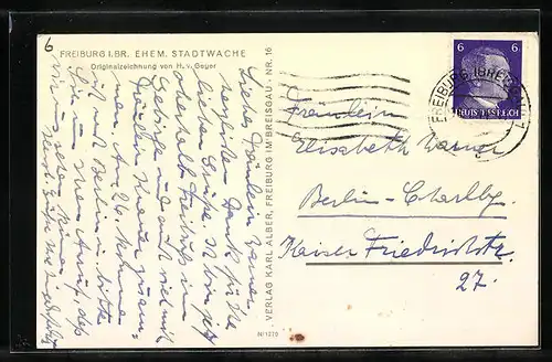 Künstler-AK Freiburg i. Br., ehemalige Stadtwache