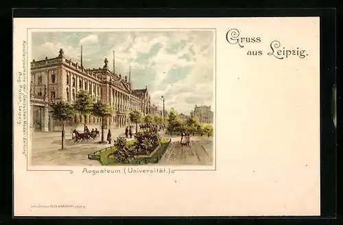 Künstler-AK Leipzig, am Augusteum, Universität