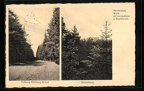 AK Erfurt, Restaurant Stiefelburg, Fussweg Richtung Stadt