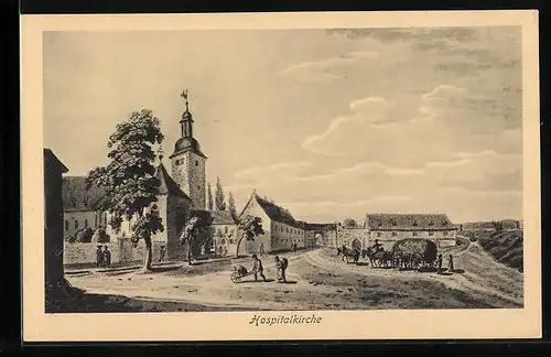 AK Erfurt, Hospitalkirche vor 100 Jahren