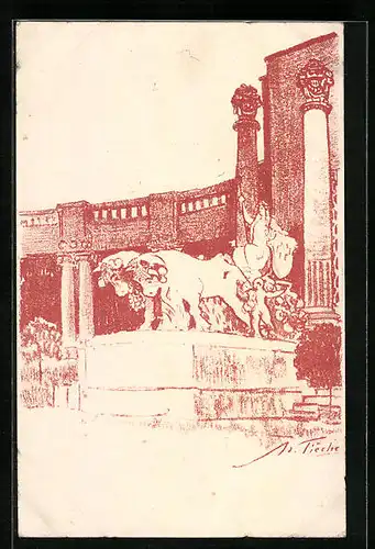Künstler-AK Bern, Schweiz. Landes-Ausstellung 1914, Denkmalansicht