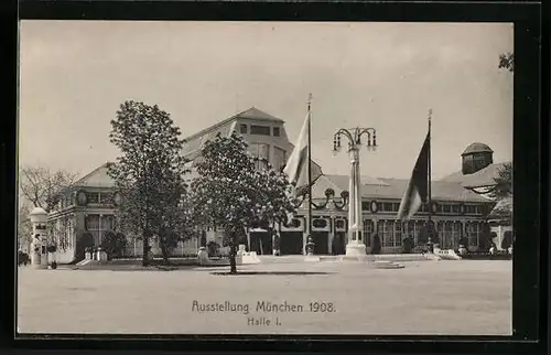 AK München, Ausstellung 1908, Halle I