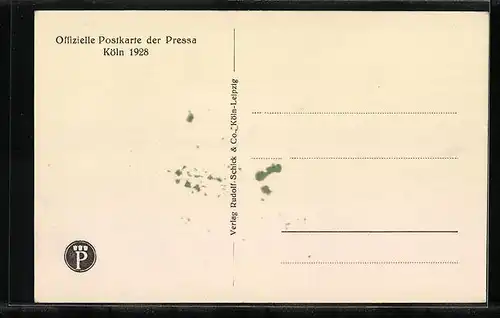 AK Köln, Offizielle Postkarte der Pressa 1928 - Messehof