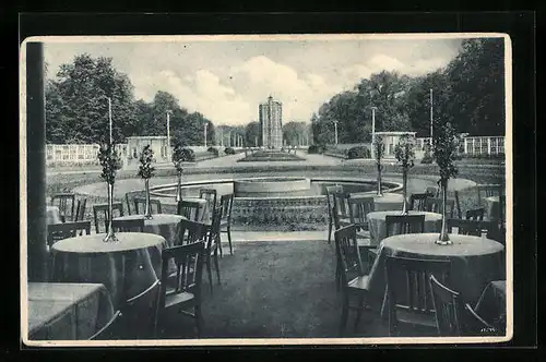 AK Dresden, Jubiläums-Gartenbau-Ausstellung 1926 - Blick vom Rosenhof nach dem grünen Dom