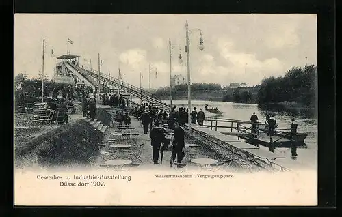 AK Düsseldorf, Gewerbe- und Industrie-Ausstellung 1902 - Wasserrutschbahn im Vergnügungspark