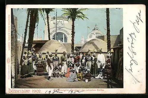 AK Düsseldorf, Gewerbe- und Industrie-Ausstellung 1902 - Bewohner des nubischen Dorfes