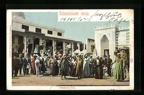 AK Düsseldorf, Gewerbe- und Industrie-Ausstellung 1902 - Bewohner im arabischen Dorf