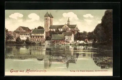 AK Klosterlausnitz, Ansicht des Ortes vom Wasser aus