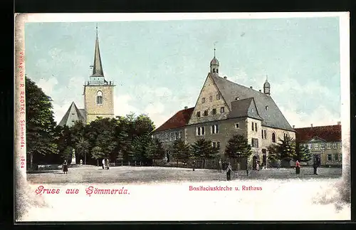 AK Sömmerda, Bonifaciuskirche und Rathaus