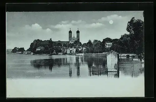 Mondschein-AK Friedrichshafen /Bodensee, Ortspanorama vom Bodensee aus gesehen