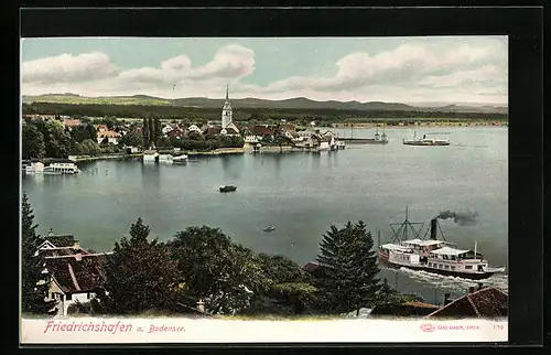 AK Friedrichshafen /Bodensee, Ortsansicht mit Bodensee aus der Vogelschau