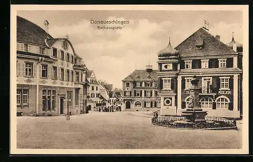 AK Donaueschingen, Partie am Rathausplatz