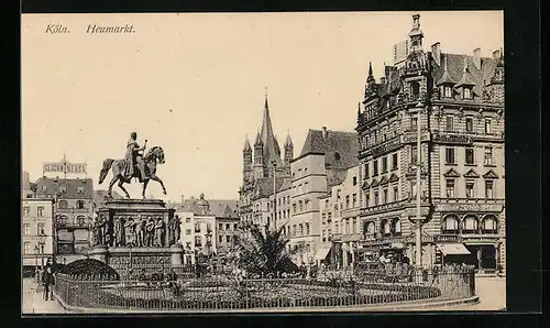 AK Köln a. Rh., Partie am Heumarkt mit Reiterdenkmal