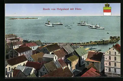 AK Helgoland, Reede von Helgoland mit Düne