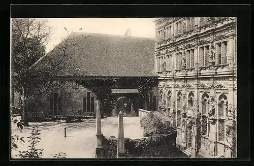 AK Heidelberg, Partie vom Friedrichsbau und Bandhaus