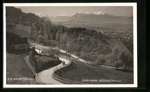 AK Dornbirn, Bödelestrasse aus der Vogelschau