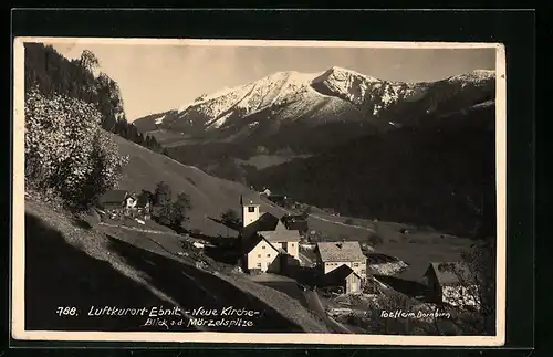 AK Ebnit, Neue Kirche mit Blick a. d. Mörzelspitze