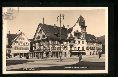 AK Dornbirn, Marktplatz mit Geschäft Maria Maser