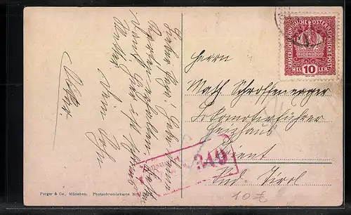 AK Feldkirch, Ortsansicht mit Blick auf Gurtisspitze