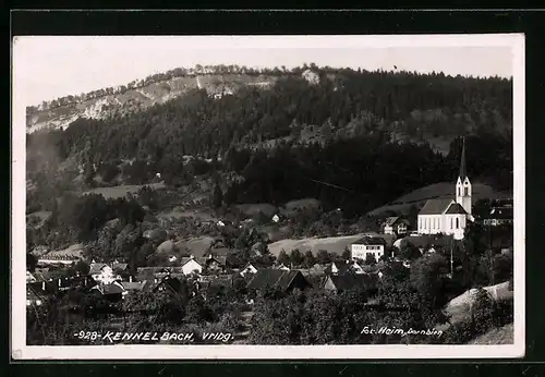 AK Kennelbach, Ortspanorama mit Wald