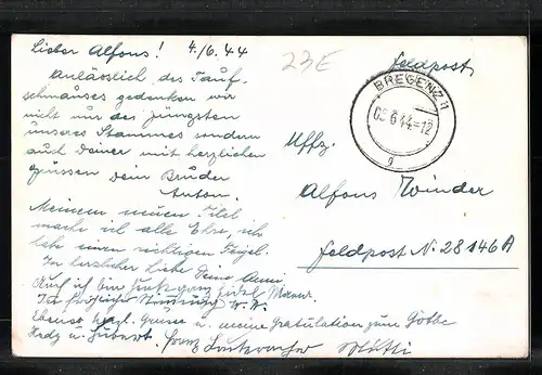 AK Kennelbach, Ortspanorama mit Wald