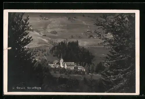 AK St. Gerold, Ortspartie mit Kirche