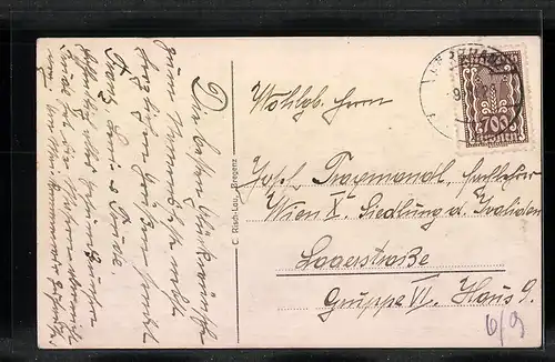 AK Hörbranz, Ortspartie mit Kirche