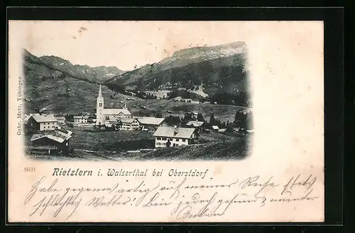 AK Rietzlern i. Walsertal bei Oberstdorf, Ortspartie mit Kirche